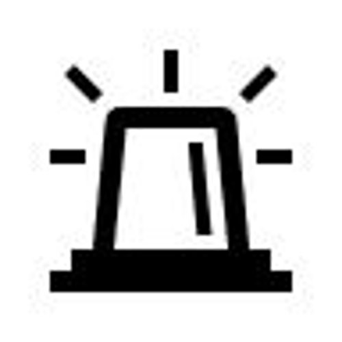 Black and white graphic of a warning light flashing