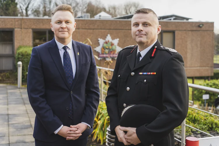 Councilor Michael Payne (Chair of the Combined Fire Authority) and Chief Fire Officer Craig Parkin