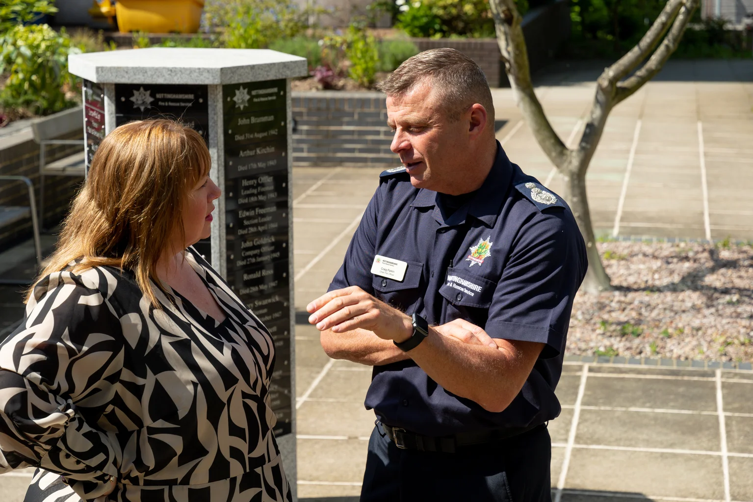 chief fire officer talks to the PCC Caroline Henry