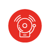 Graphic if an alarm inside a red circle
