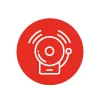 Graphic if an alarm inside a red circle