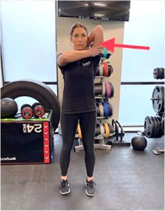 An example of a tricep stretch