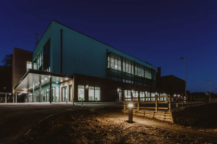 Joint Police and Fire headquarters at night