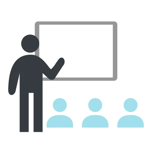 Graphic showing students being instructed by a teacher