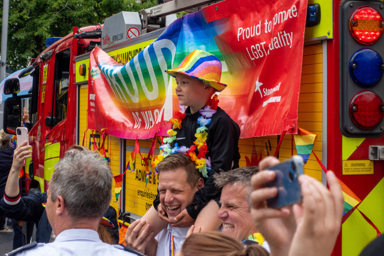 Nottinghamshire Fire and Rescue staff and their families enjoying Nottingham Pride
