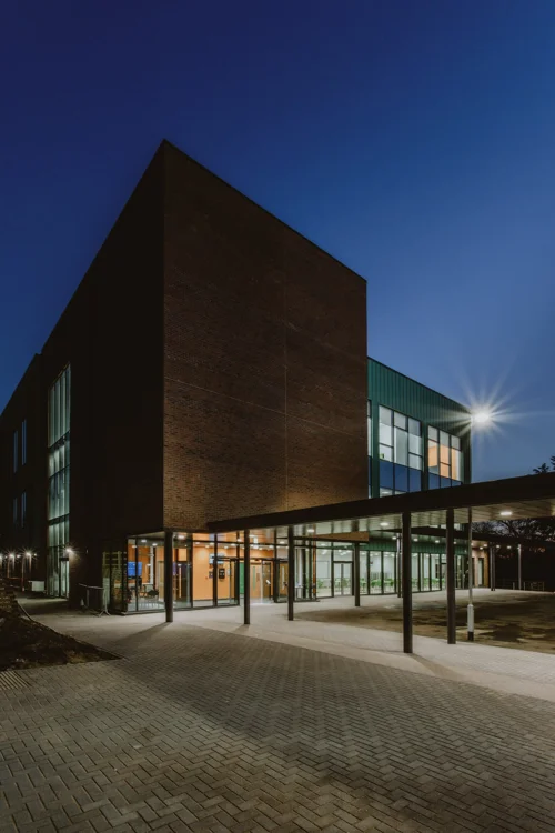 Joint Police and Fire headquarters at night