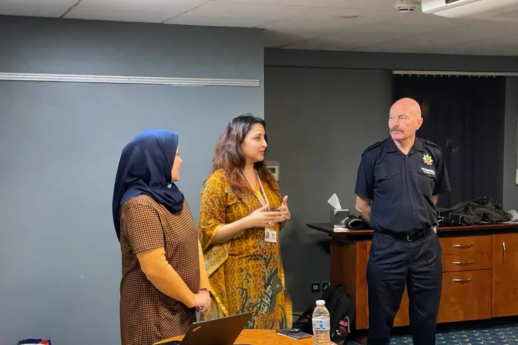 Fire and Rescue staff giving a safety talk