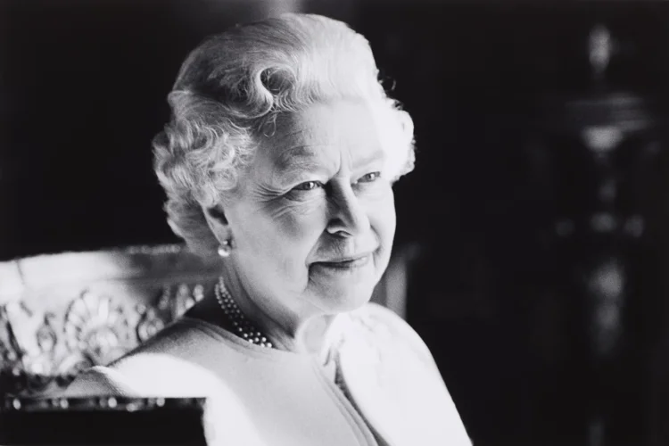 Black and white portrait of HM Queen Elizabeth