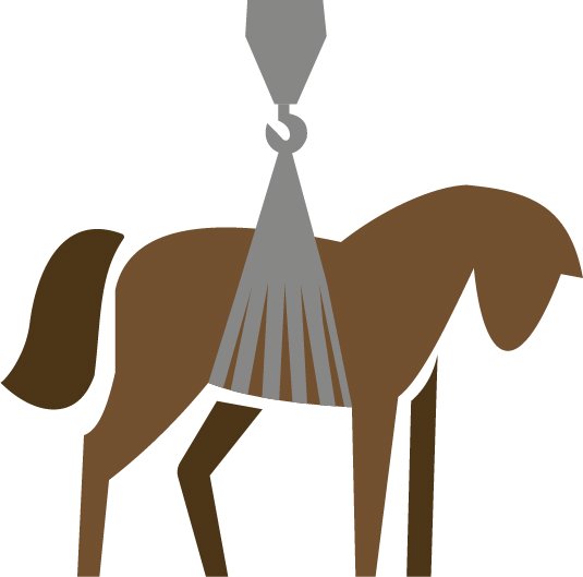 Graphic of a horse being lifted in a sling