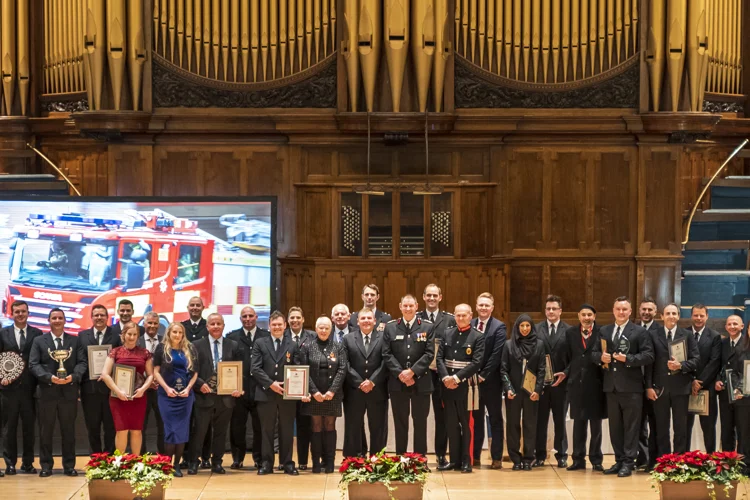 Group photo of all the awards recipients on stage at the Albert Hall 2021