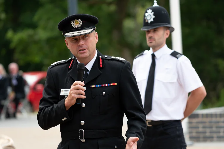 Chief Fire Officer Craig Parkin giving a speech