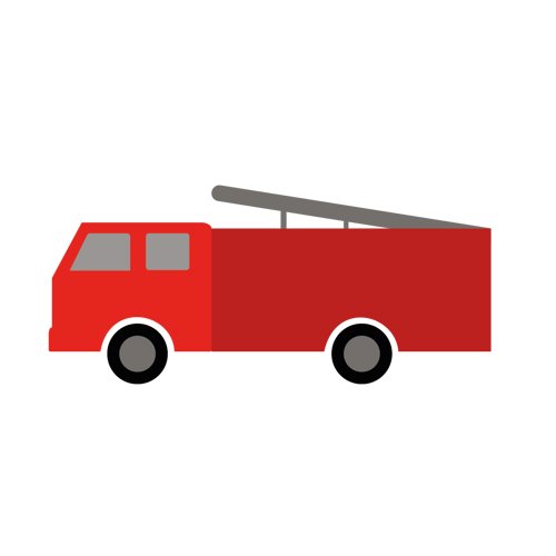 Graphic of a red fire engine (side view)
