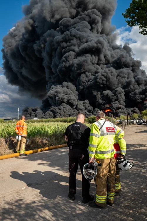 Incident commander discussion with drone operator what can be seen