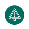 Caution sign inside a green circle