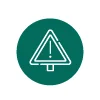Caution sign inside a green circle