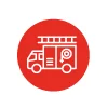 Graphic of a fire engine in a red circle