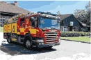 Fire engine outside of Ashfield fire station