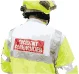 Firefighter wearing incident commander jacket