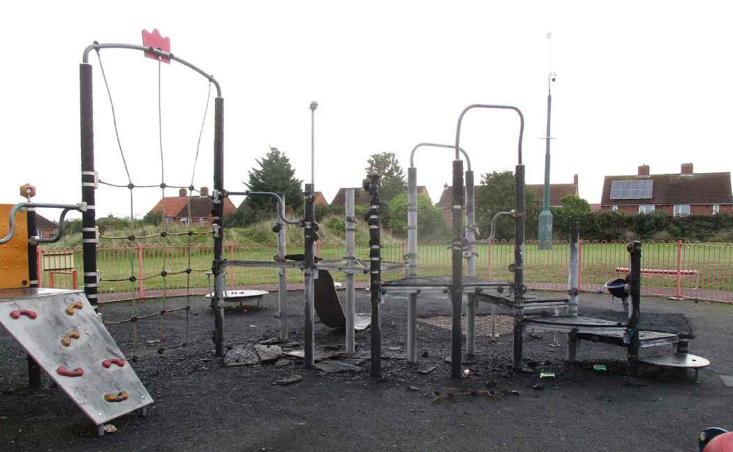 Fire damaged children's play park
