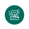 Graphic of a warning light within a green circle