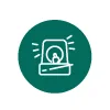 Graphic of a warning light within a green circle