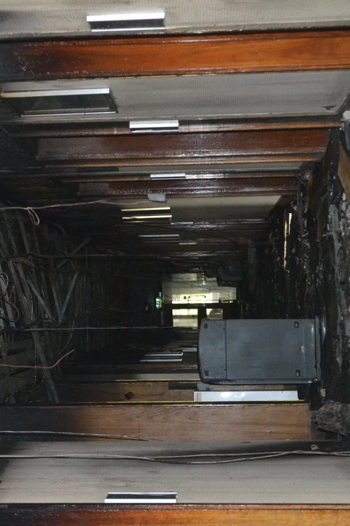 Corridor of Nottinghamshire County Council building that was involved in the fire