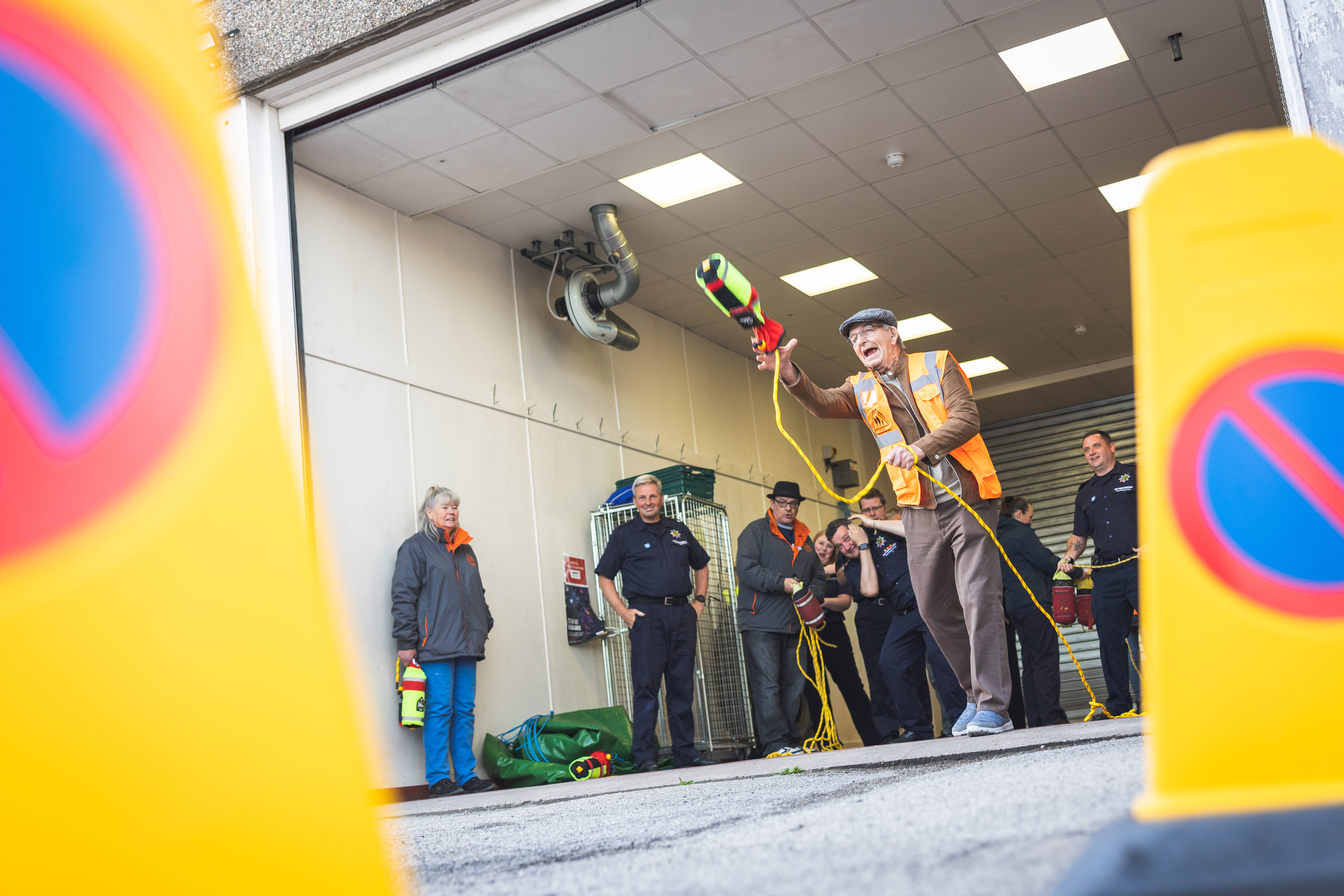 Using a throw line at Stapleford Fire Station.