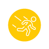 Graphic of a person running inside a yellow circle