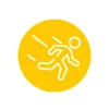 Graphic of a person running inside a yellow circle