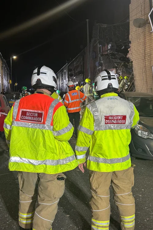 Photo of the back of a sector commander and incident commander whilst at the incident in Worksop.