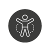 Graphic of a person within a grey circle