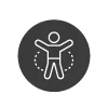 Graphic of a person within a grey circle