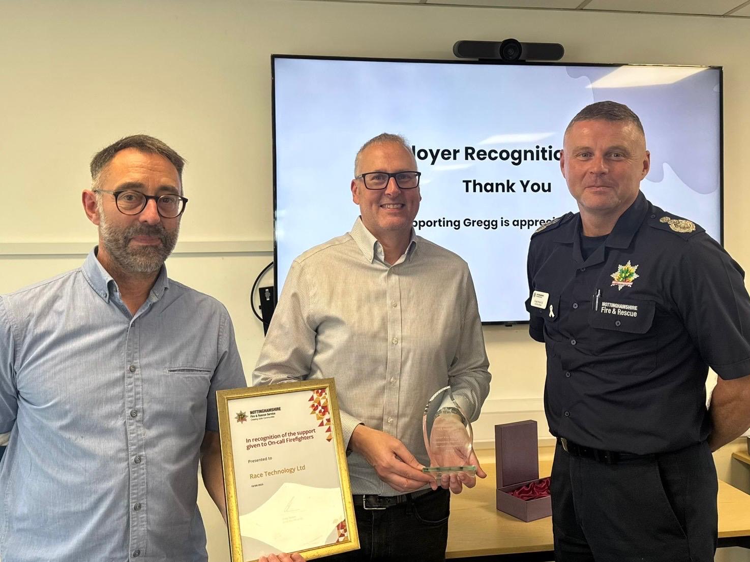 CFO Parkin giving employer recognition award
