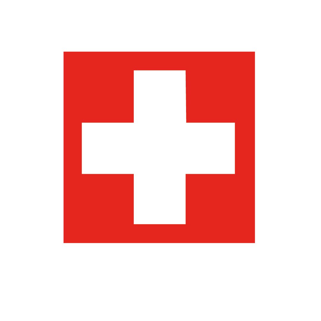 Graphic of a white cross on a red background