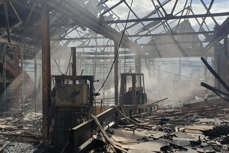 Inside of the burnt down warehouse on Forest Road Mansfield