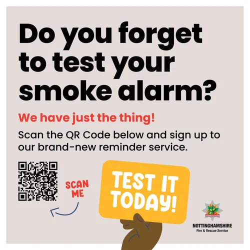 Graphic with QR code asking people to sign up to our new reminder service,