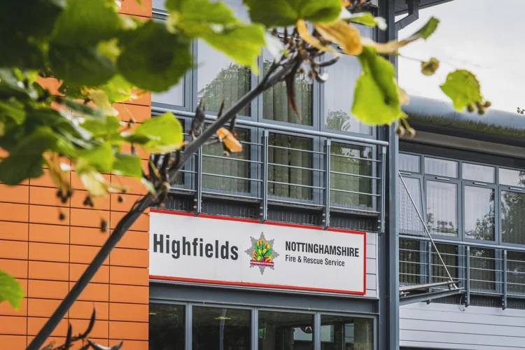 Entrance and signage at Highfields Fire Station