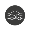 graphic of two cars crashing in a grey circle